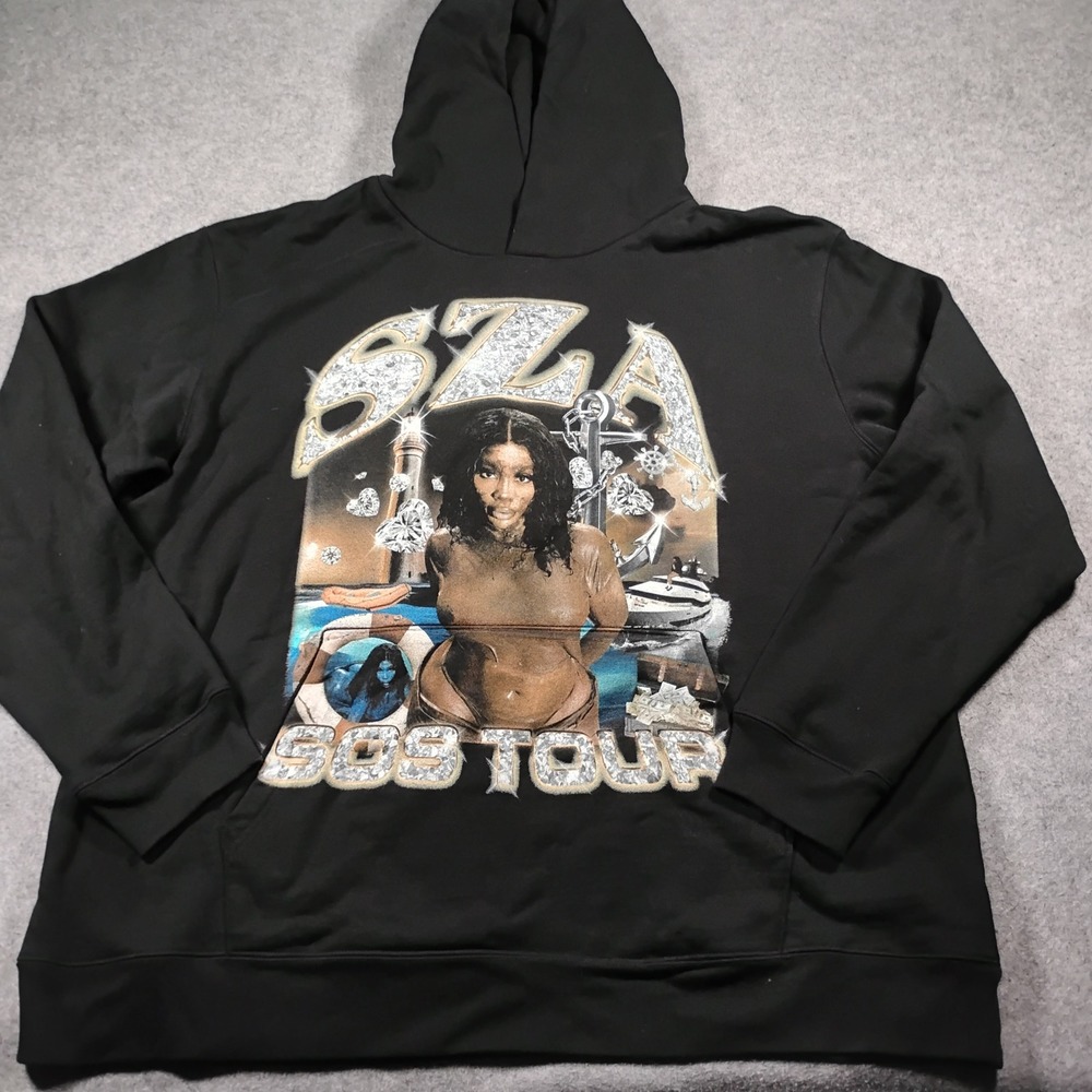 SZA SOS Tour Concert Merch Black Hoodie XXL Top Dawg Entertainment Graphic